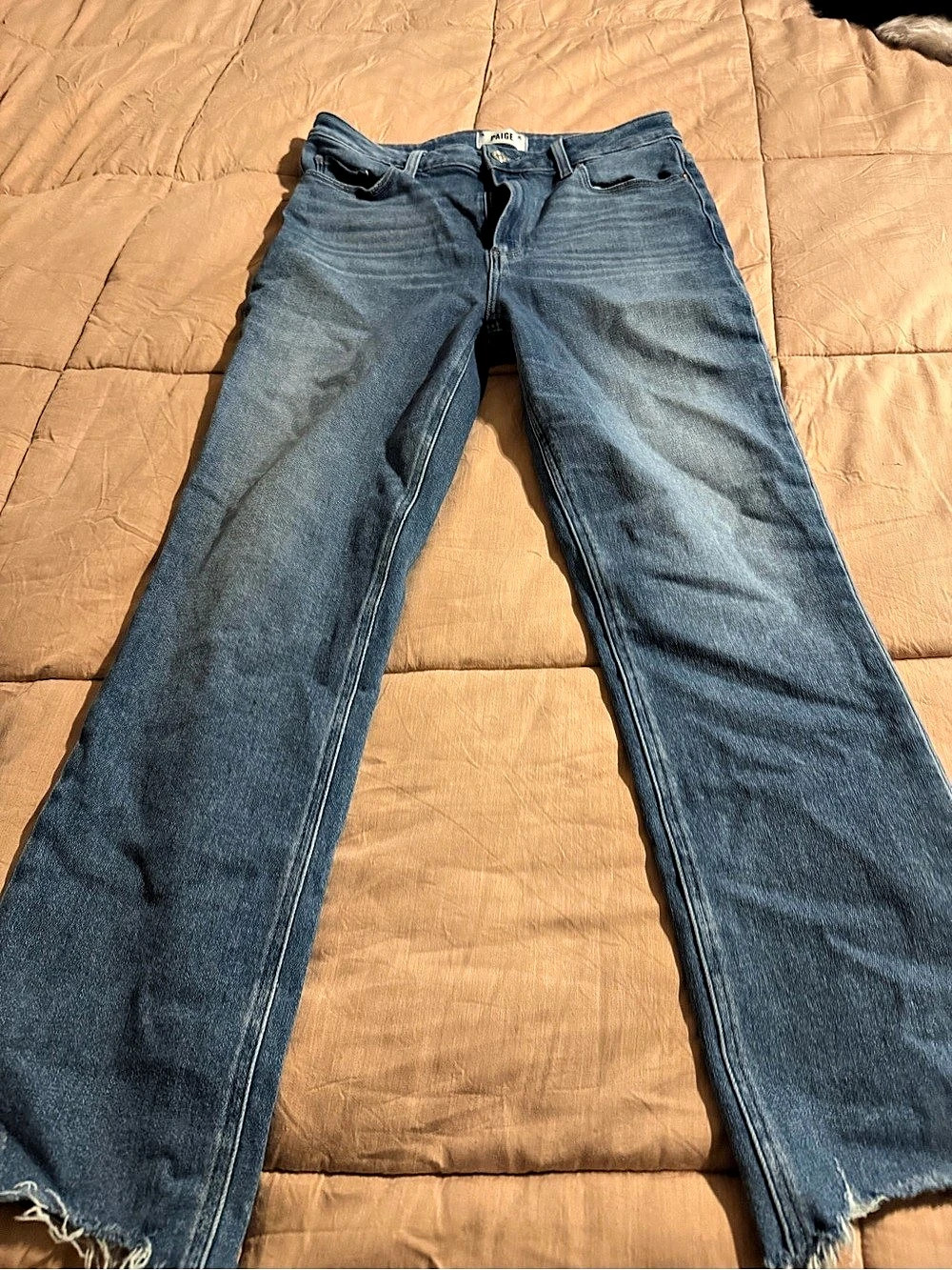Paige Cindy High Rise Straight Leg Jeans in Blue